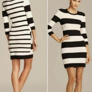 Philosophy Stripe Lightweight Knit Bodycon Fitted 3/4 Sleeve Sweater Dress